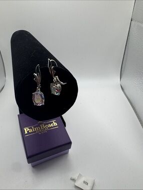Palm Beach Jewelry Iridescent Crystal Drop Earrings - Silver Tone